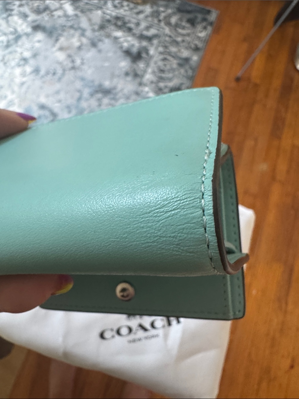 Coach Mint Green Leather Compact Wallet - Picture 7 of 7